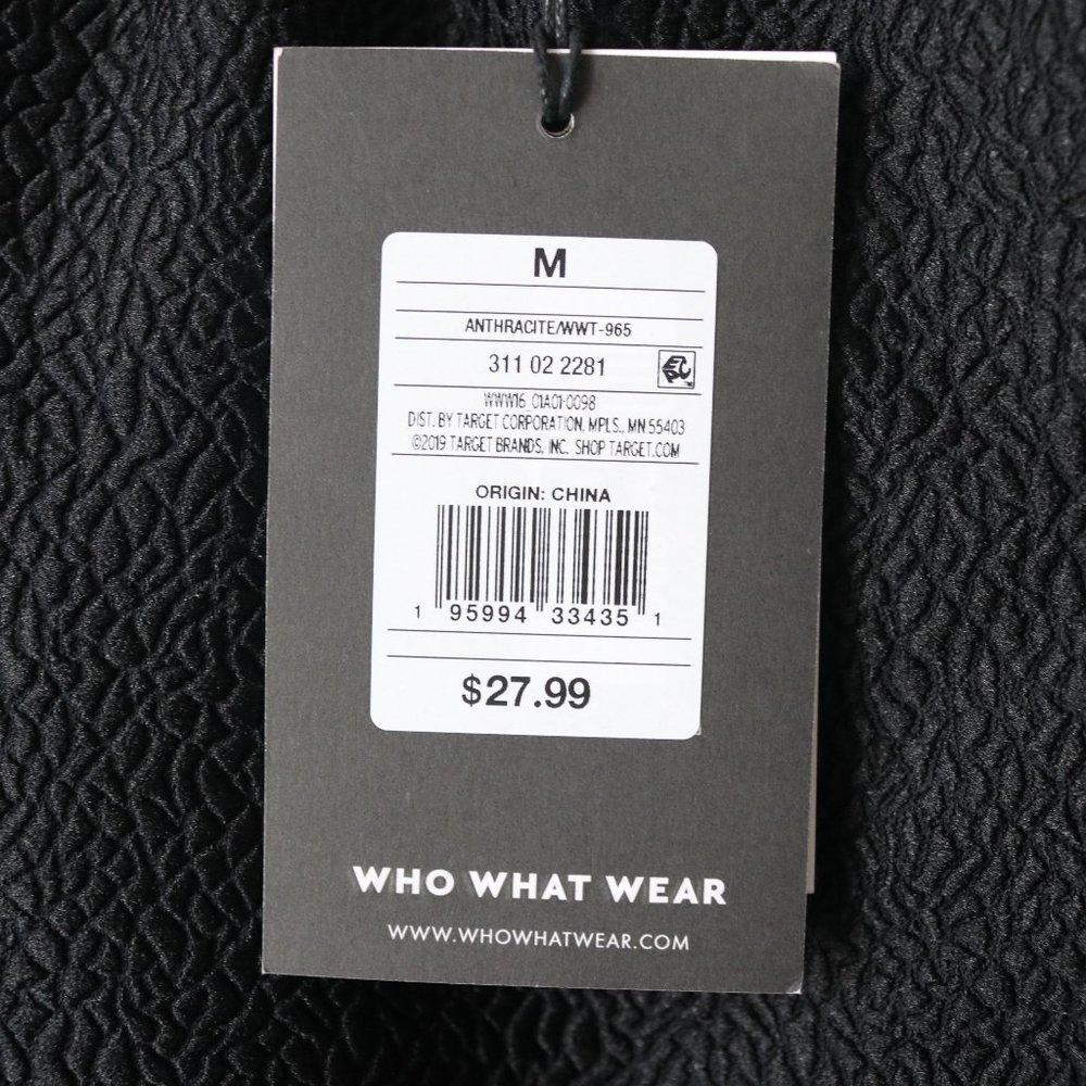 Who What Wear | Black Textured Peplum Tie Back Sleeveless Top Blouse NWT | M - Picture 6 of 11